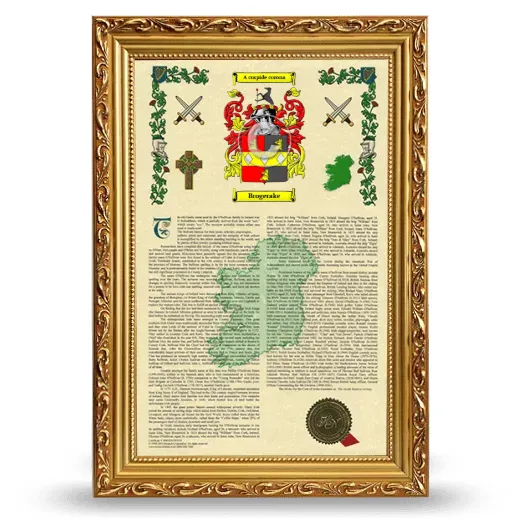 Brogerake Armorial History Framed - Gold