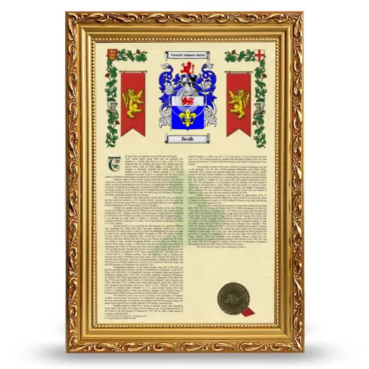Broik Armorial History Framed - Gold