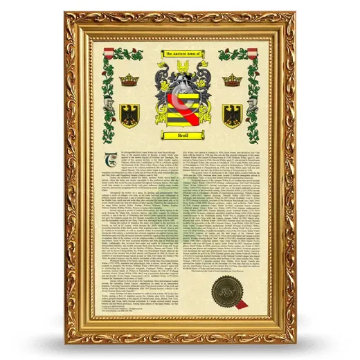 Broll Armorial History Framed - Gold
