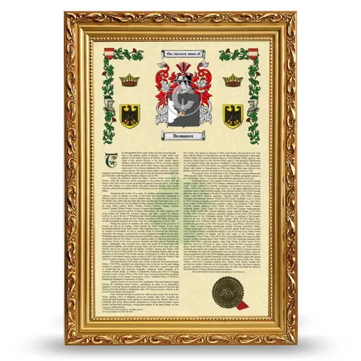 Brommer Armorial History Framed - Gold