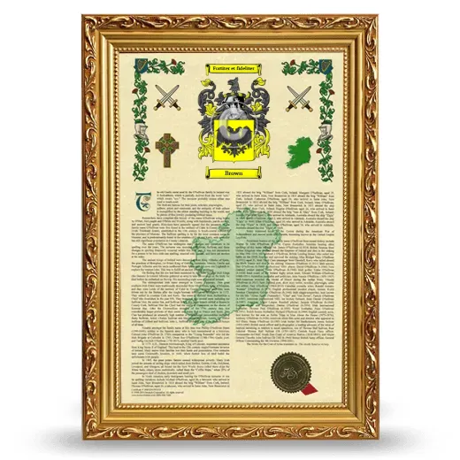 Brown Armorial History Framed - Gold