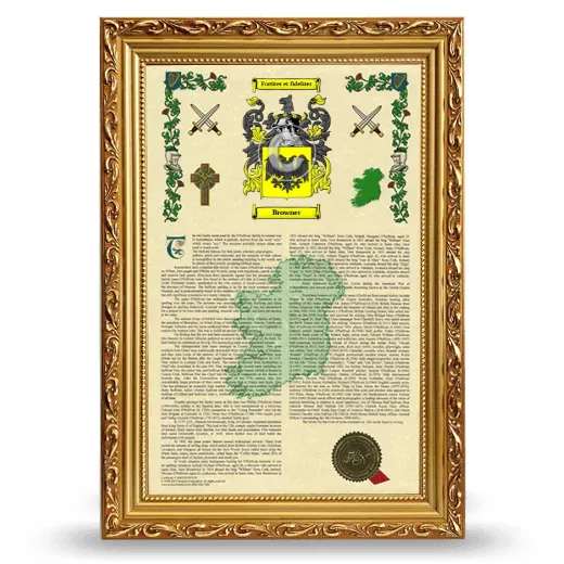 Browner Armorial History Framed - Gold