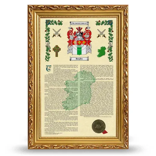 Broyles Armorial History Framed - Gold