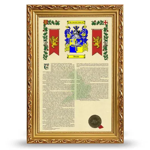 Bruan Armorial History Framed - Gold