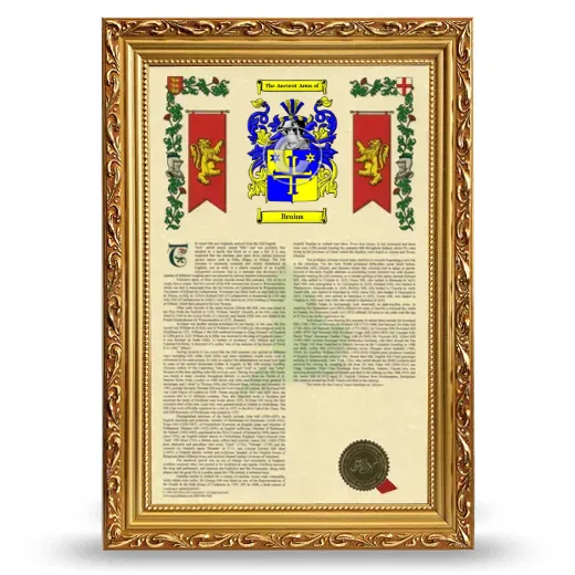 Bruins Armorial History Framed - Gold