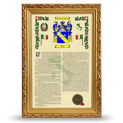Brun Armorial History Framed - Gold