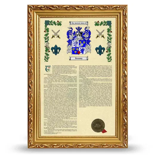 Brussey Armorial History Framed - Gold