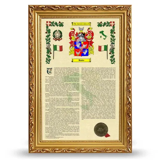 Bruto Armorial History Framed - Gold