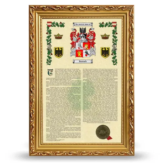Brutsch Armorial History Framed - Gold