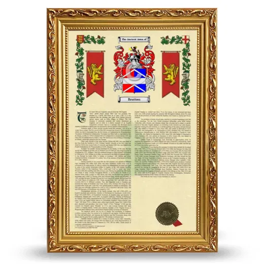 Brutten Armorial History Framed - Gold