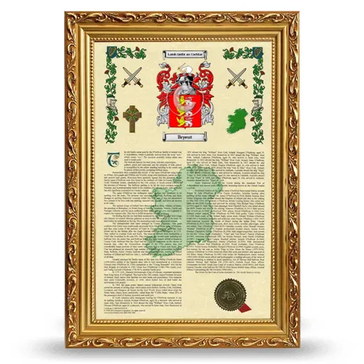Bryent Armorial History Framed - Gold