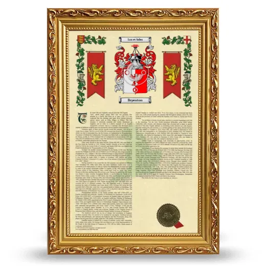 Bryenton Armorial History Framed - Gold