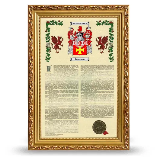 Bryngwyn Armorial History Framed - Gold