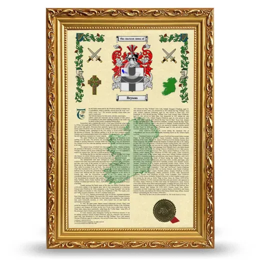 Bryson Armorial History Framed - Gold