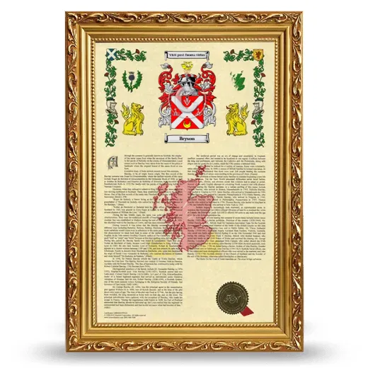 Bryson Armorial History Framed - Gold