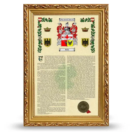 Bušs Armorial History Framed - Gold