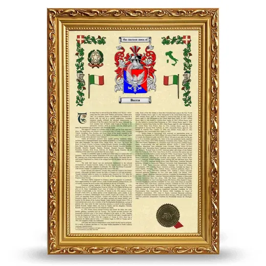 Bucca Armorial History Framed - Gold
