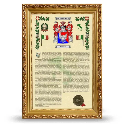 Buccala Armorial History Framed - Gold