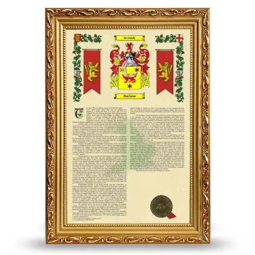Buchere Armorial History Framed - Gold