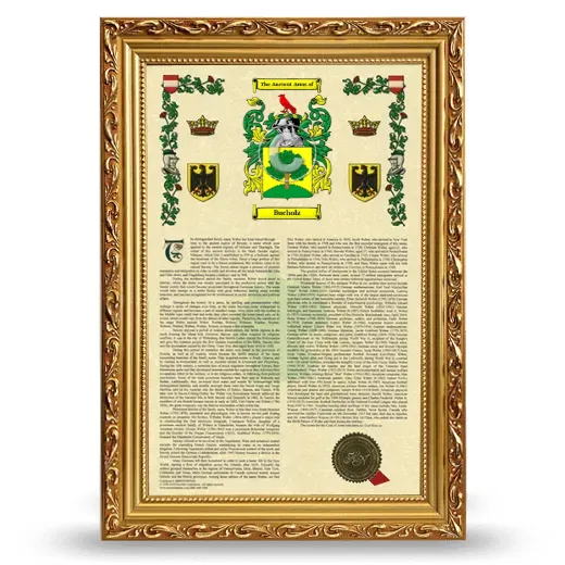 Bucholz Armorial History Framed - Gold
