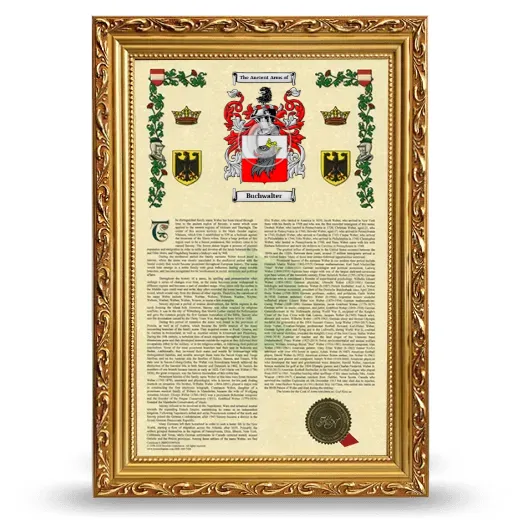 Buchwalter Armorial History Framed - Gold