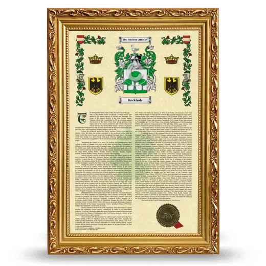 Buckholz Armorial History Framed - Gold