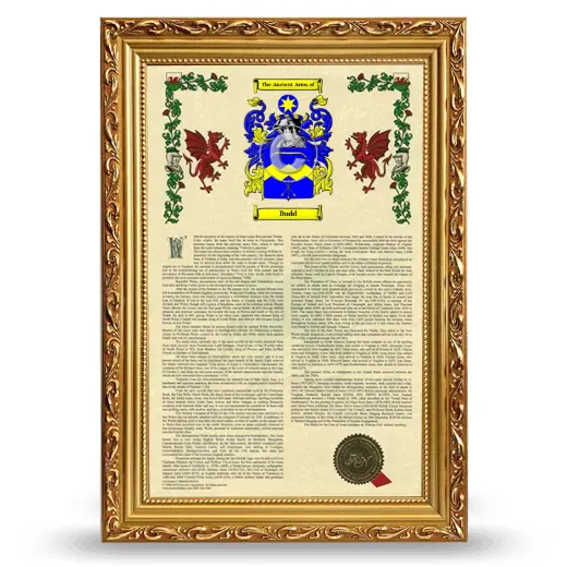 Budd Armorial History Framed - Gold