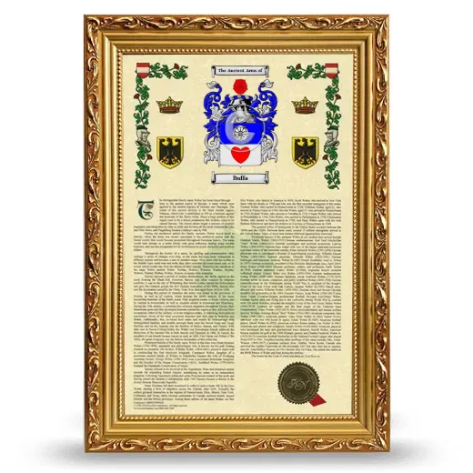 Buffa Armorial History Framed - Gold