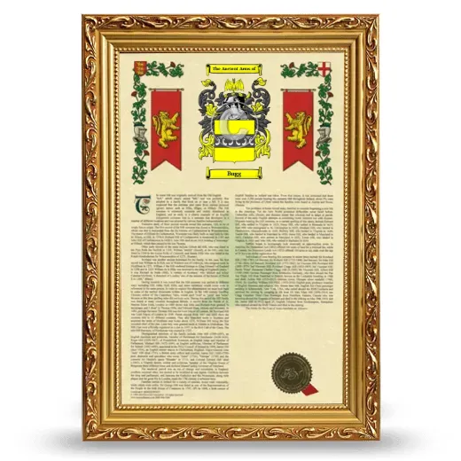 Bugg Armorial History Framed - Gold
