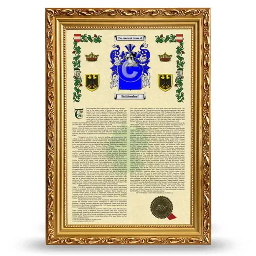 Buhlendorf Armorial History Framed - Gold