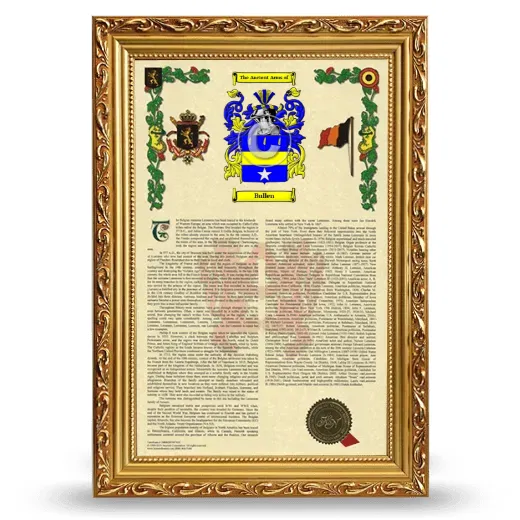 Bullen Armorial History Framed - Gold