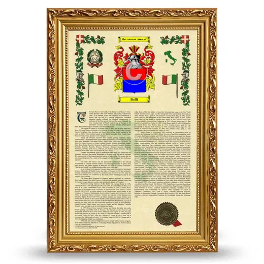 Bulli Armorial History Framed - Gold