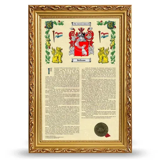 Bullman Armorial History Framed - Gold