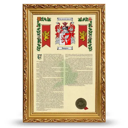 Bumpus Armorial History Framed - Gold
