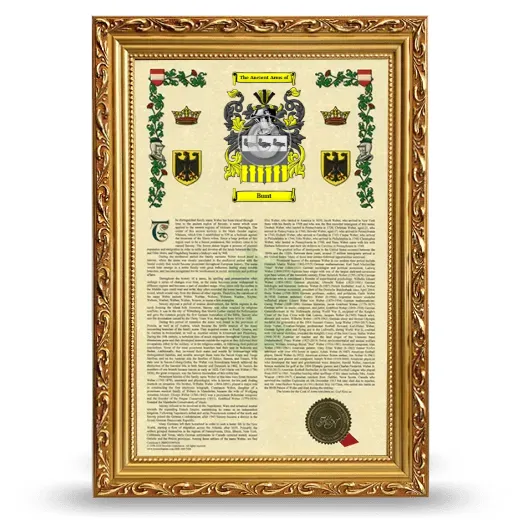 Bunt Armorial History Framed - Gold