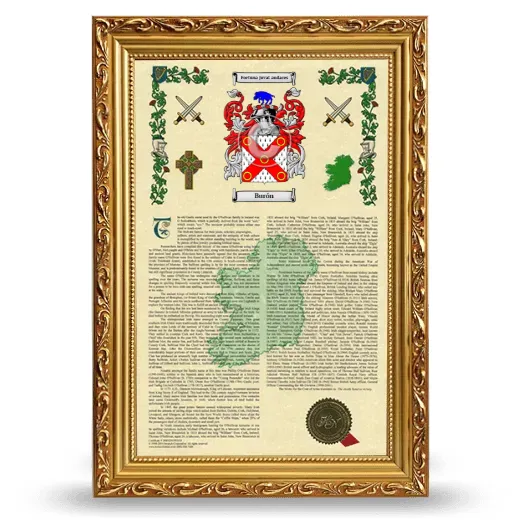 Burón Armorial History Framed - Gold