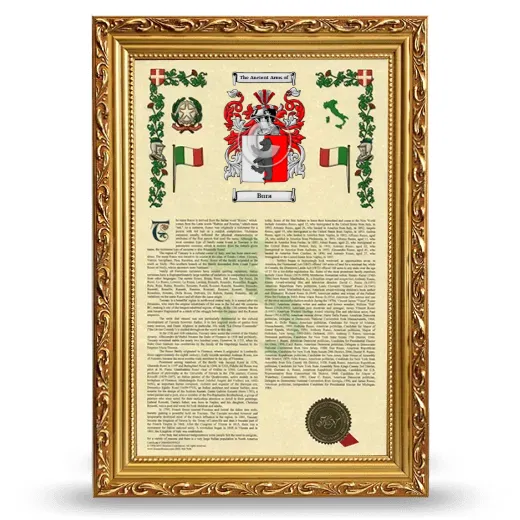 Bura Armorial History Framed - Gold