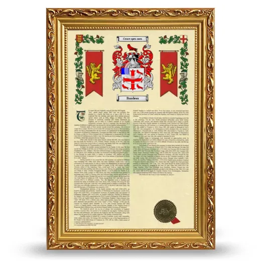 Burdess Armorial History Framed - Gold
