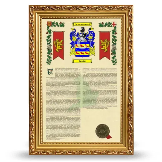 Burdue Armorial History Framed - Gold