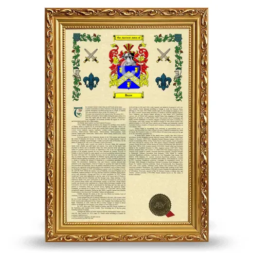 Bure Armorial History Framed - Gold