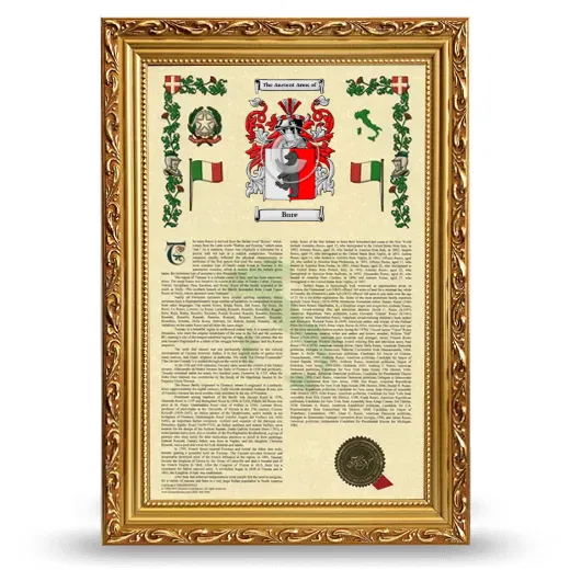 Bure Armorial History Framed - Gold