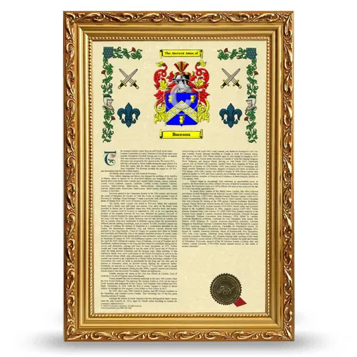 Bureaux Armorial History Framed - Gold