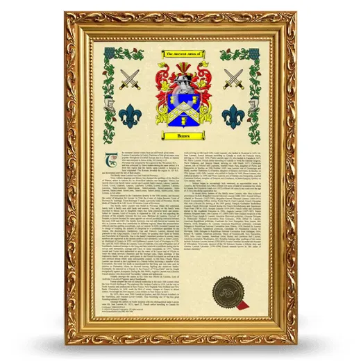 Bures Armorial History Framed - Gold
