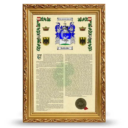 Burkholder Armorial History Framed - Gold
