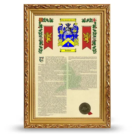 Burlace Armorial History Framed - Gold