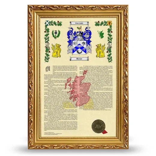 Burne Armorial History Framed - Gold