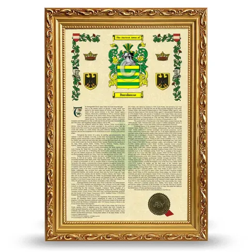 Burnhouse Armorial History Framed - Gold