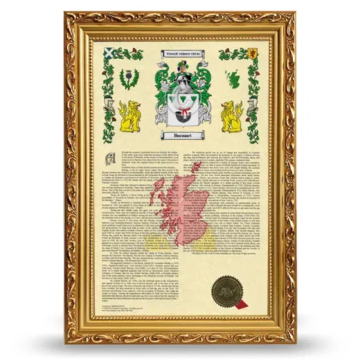 Burnnet Armorial History Framed - Gold