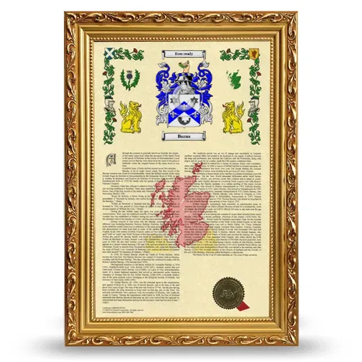 Burns Armorial History Framed - Gold