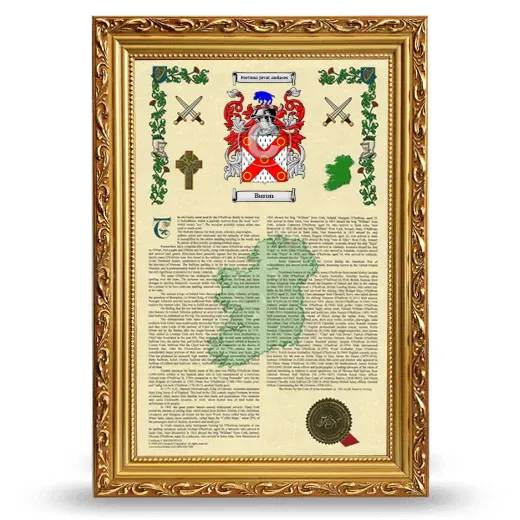 Buron Armorial History Framed - Gold